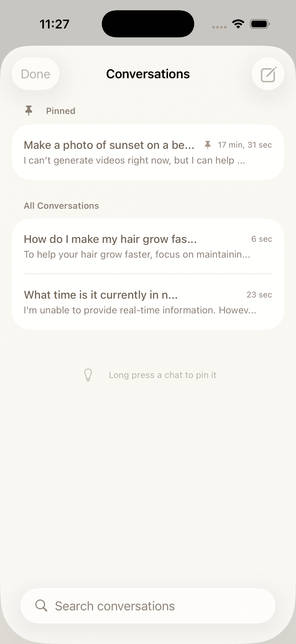 Pin & Search Conversations screenshot